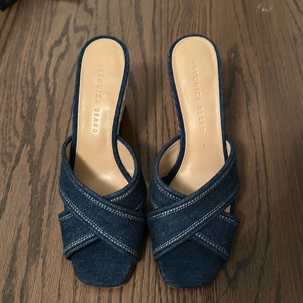 Veronica Beard - NWOT - Blue Denim Espadrille Wedge Sandals